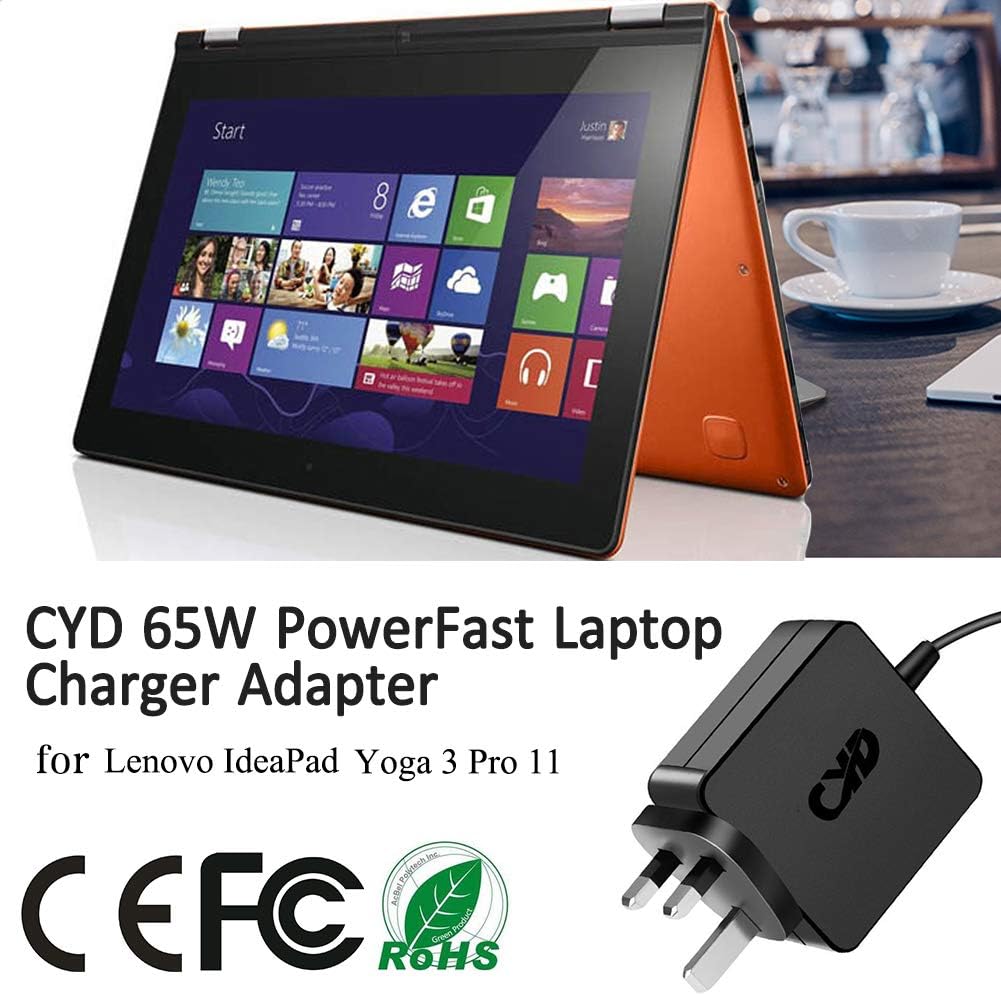 CYD 65W 20V 3.25A PowerFast Replacement for Laptop-Charger Lenovo Yoga 700 900 Yoga 3 1170 1370 1470 Pro 4 Pro Convertible Ultrabook Tablet Ideapad 700s 14" Miix 700,8.2ft Notebook DC Adapter Cable - Image 4