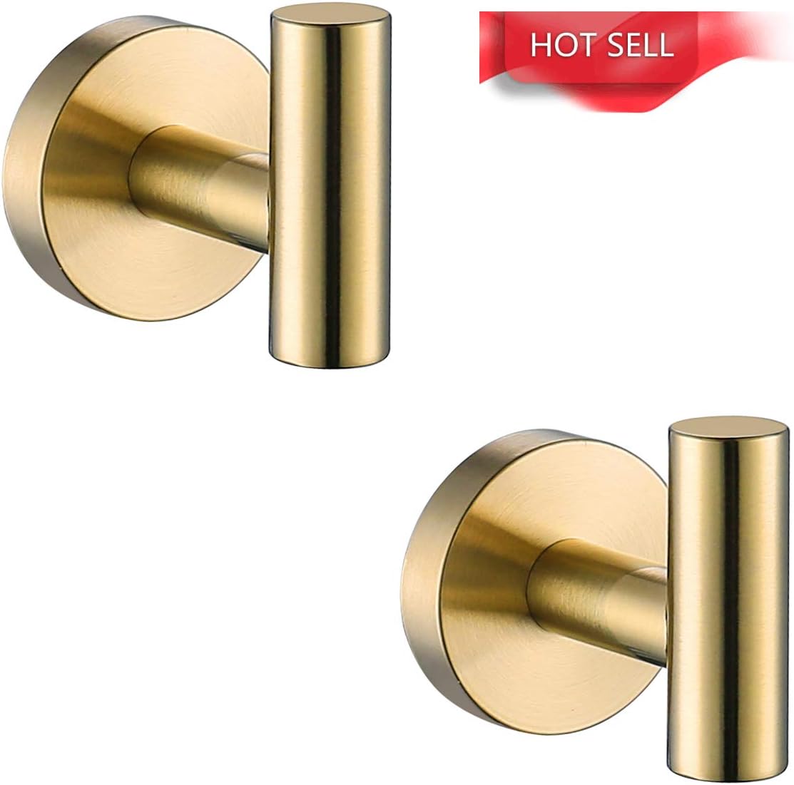 [2 Pack] Single Towel Hooks Bathroom, Matte Black Coat Hook, Bathroom Hardware Accessories, Robe Hook for Bath and Kitchen, SUS 304 Stainless Steel - - 