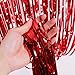 4 Pack Foil Curtains Metallic Fringe Curtains Shimmer Curtain for Birthday Wedding Disco Party Decorations (Red)