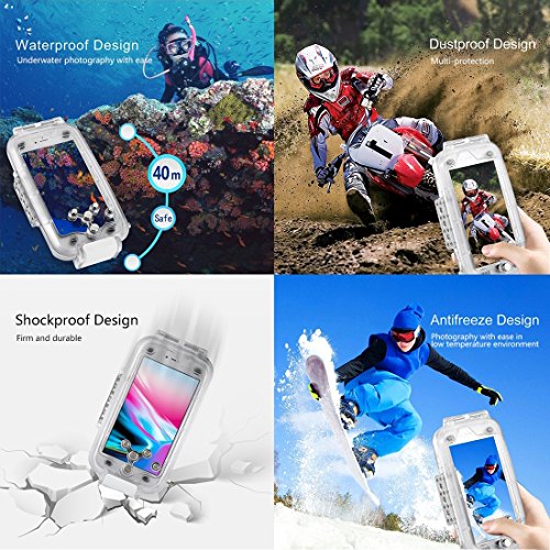 HAWEEL iPhone 7 Plus/ 8 Plus Underwater Housing Professional [40m/130ft] Diving Case for Diving Surfing Swimming Snorkeling Photo Video with Lanyard(iPhone 7 Plus/ 8 Plus, White) - Thumbnail 7