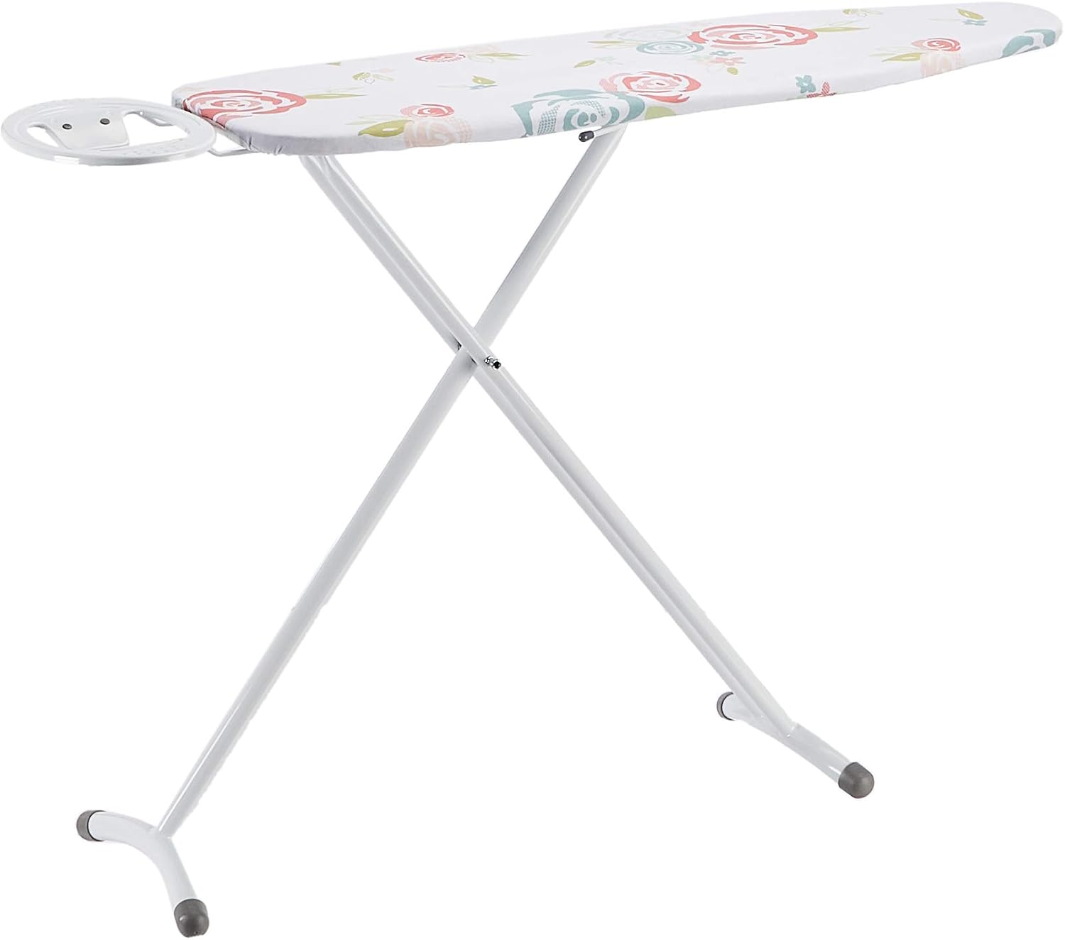 Amazon Basics Ironing Board with Oval Shaped Iron Rest, Classica, 109 cm x 35 cm, White, Floral