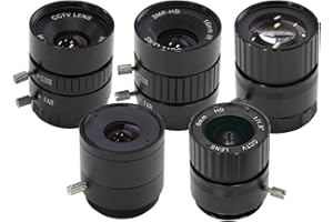 Arducam CS-Mount Lens Kit for Raspberry Pi HQ Camera (Type 1/2.3), 6mm to 25mm Focal Lengths, 65 to 14 Degrees, Telephoto, Wide Angle, Pack of 5