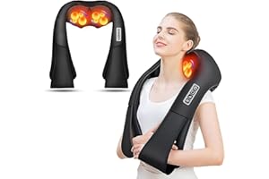 AERLANG Shiatsu Neck and Shoulder Massager, Back Massager with Heat Deeper Tissue Kneading Massage for Shoulder, Neck and Bac