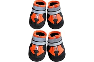 Ewolee Dog Shoes, Waterproof Anti-Slip Dog Boots Snow Shoes with Two Reflective Straps, 4 Pcs Pet Paw Protectors Rain Boots f