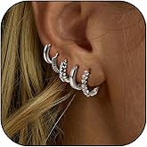 5 Pairs Gold Hoop Earrings Set for Women Chunky Silver Huggie Hoop Earrings Cartilage Piercing Earring Stacks Dainty Lightweight Jewelry