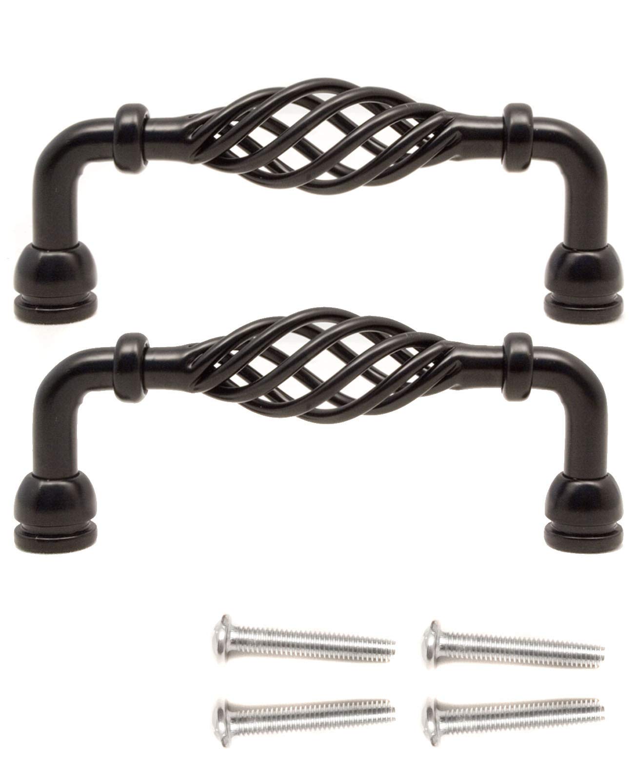 Fuxxer® 2x Antique Furniture Handles Drawer Handles Dresser Vintage 100mm Set of 2 Black