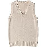 ZUEVI Women's Sweater Vest Classic V Neck Uniform Pullover Knitwear Tops Sleeveless Knitted Sweaters Vests