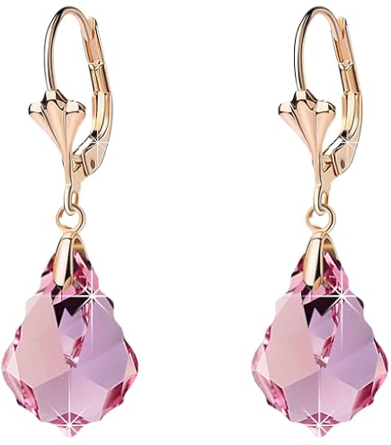 Amazon.com: Austrian Crystal Teardrop Leverback Dangle Earrings