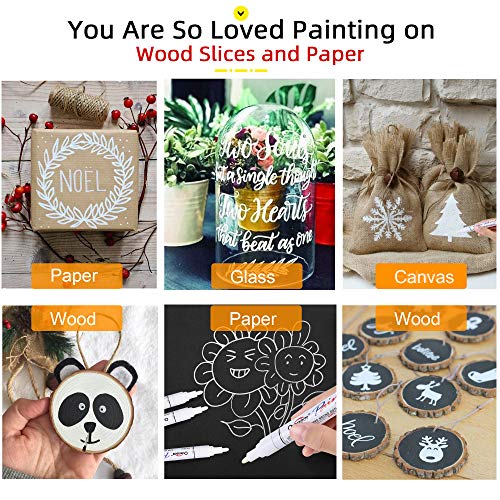 White Paint Pen Metallic Permanent Painting Markers for Fabric Glass Plastic Rock Wood Ceramic Leather Tire Painting,Medium Tip Fast Drying, Water Resistant Ink(6 Pack)