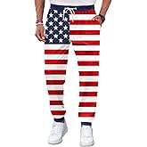 Arvilhill Men's 4th of July Drawstring Pants 1776 Joggers Patriotic American Flag Sweatpants (S-3XL)