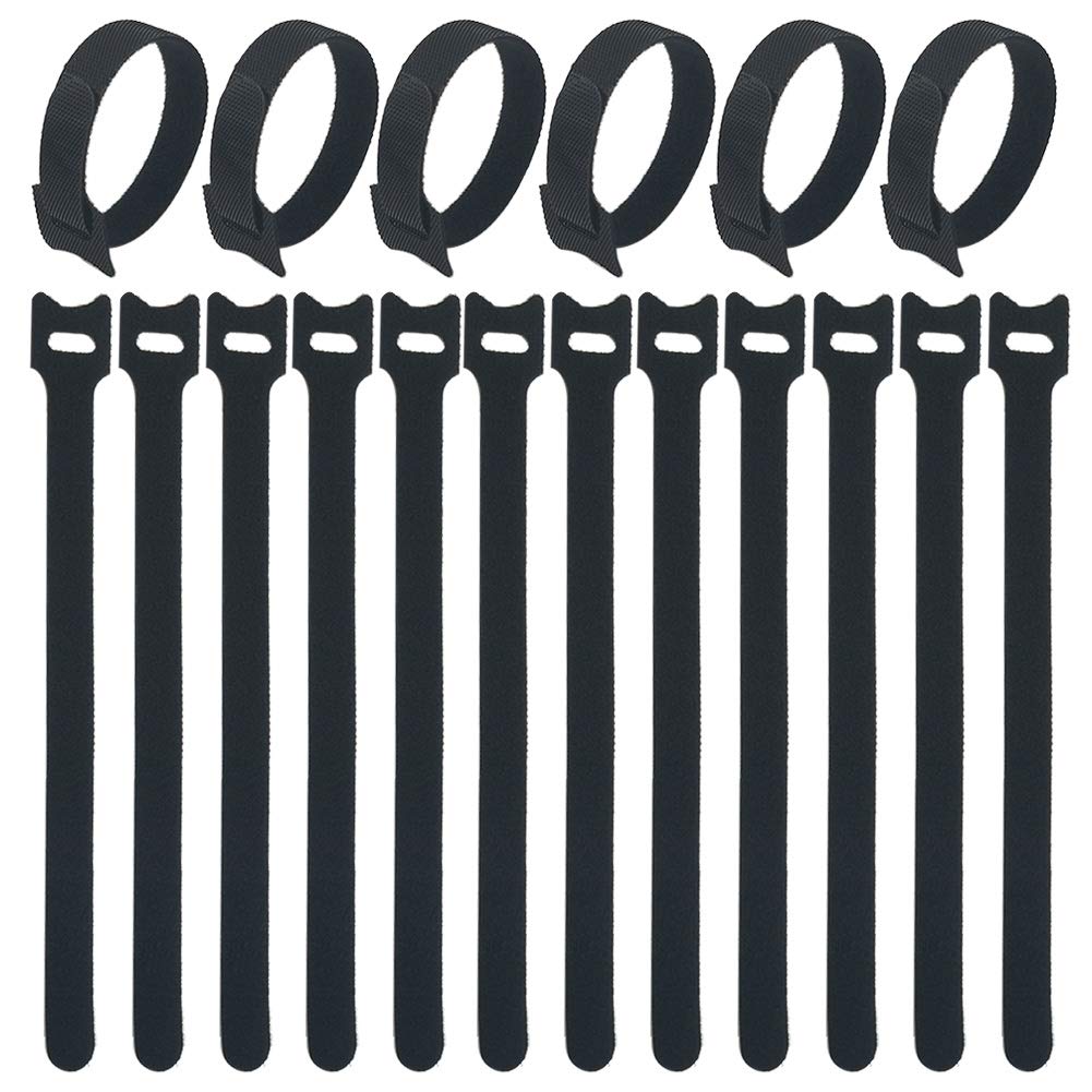 Cable Ties,Reusable Cable Ties,Strips Hook and Loop Cable Straps Ties,100Pcs Releasable Cable Ties Black Long Cable Straps