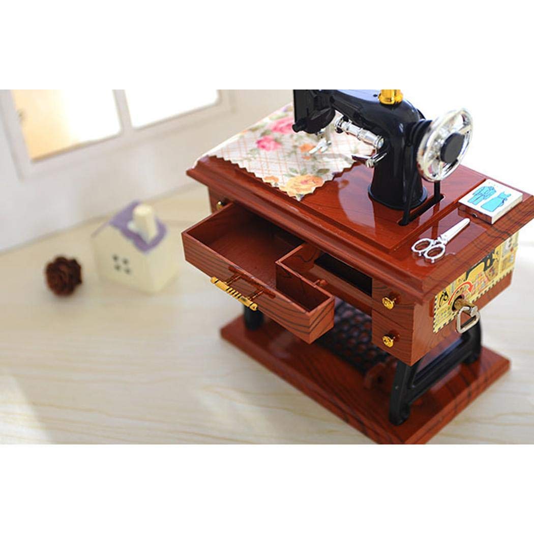 fnemo Vintage Mini Sewing Machine Model Music Box Musical Toy Musical Boxes & Figurines