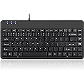 Perixx PERIBOARD-409H Wired USB Mini Keyboard with 2 USB Hubs, Black, US English Layout