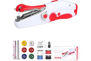 MUOCOBU Handheld Sewing Machine, Mini Portable Electric Sewing Machine for Beginners Adult, Easy to Use and Fast Stitch Suitable for Clothes,Fabrics, Cutains,DIY Home Travel (RedWhite)