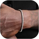 ChainsHouse Franco Chain Bracelet for Men Women 3-6MM Stainless Steel/Black/14K Gold Plated Jewelry, 7.5-8.3", Send Gift Box