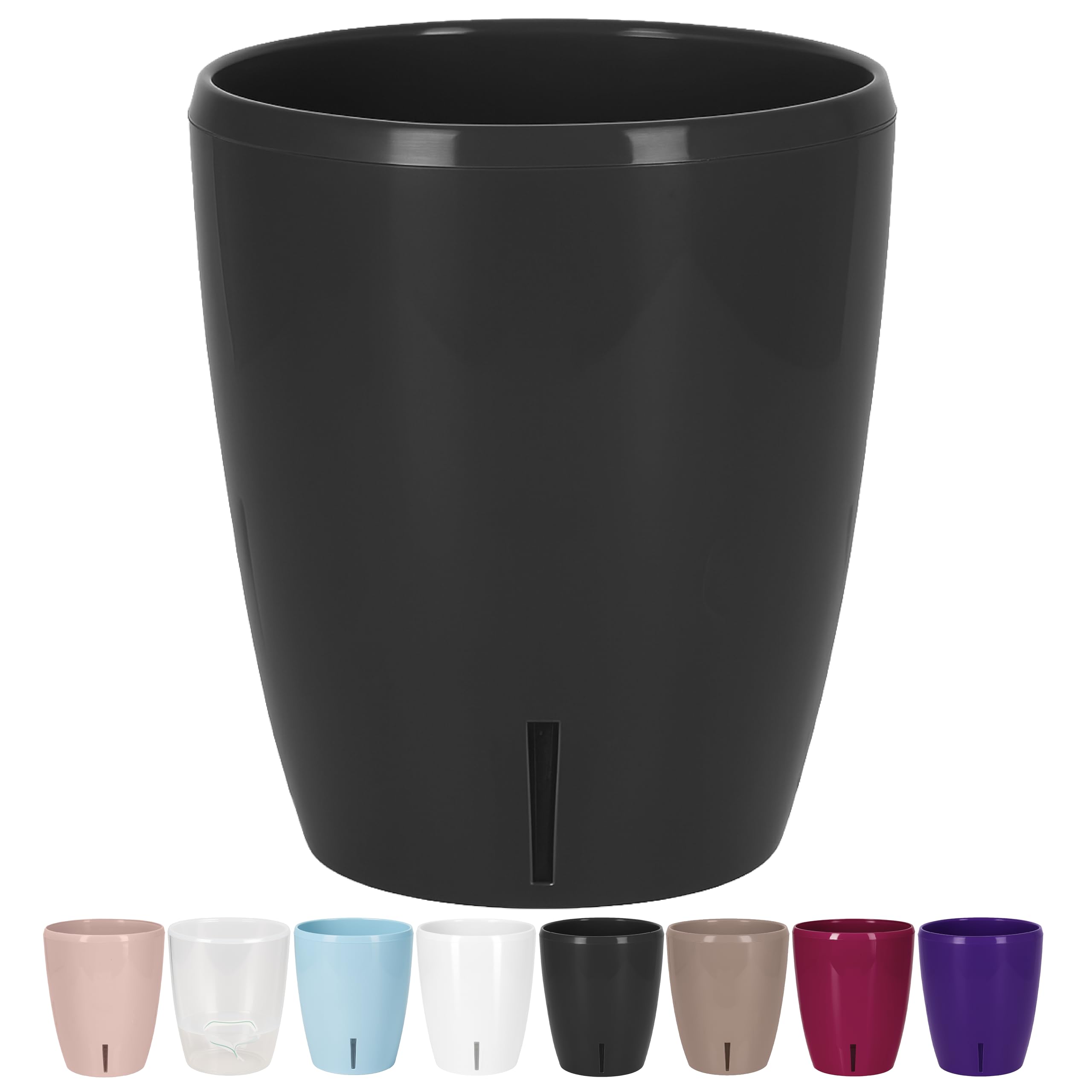 Santino Orchid Pot D 12 cm with Wick System and Water Indicator for Indoor Use, Anthracite, 1.3 L