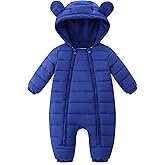 TITAREEY Infant Baby Snowsuit Cute Bear Ears Jumpsuit Newborn Romper Double Zipper Warm Jacket for Winter