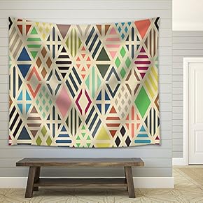 Rhombuses Seamless Pattern. Geometric Background. - Fabric Wall Tapestry Home Decor - 51x60 inches