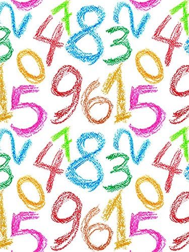 Photo background Vinyl Backdrops for Photography Props 5'x7' [ Crayon Numbers / 094 ] Durable, Wrinkle Free, Matte Vinyl Rolled in Tube - Made In USA
