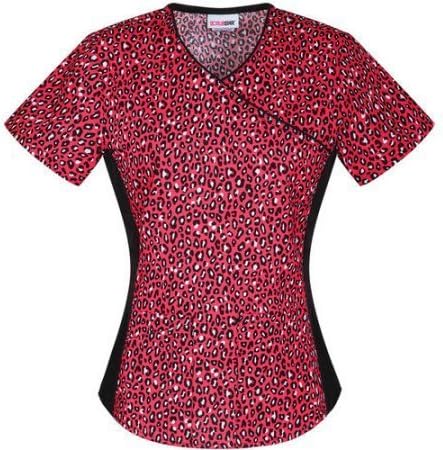 SCRUBSTAR Women's Fashion Collection Mock Wrap Leopard Printed Scrub Top 3X 3XL by ScrubStar