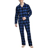 Nutria Mens Flannel Pajama Set 100% Cotton Plaid, Soft Brushed Winter Warm Long Sleeve Sleepwear PJ Top & Bottom U06AB