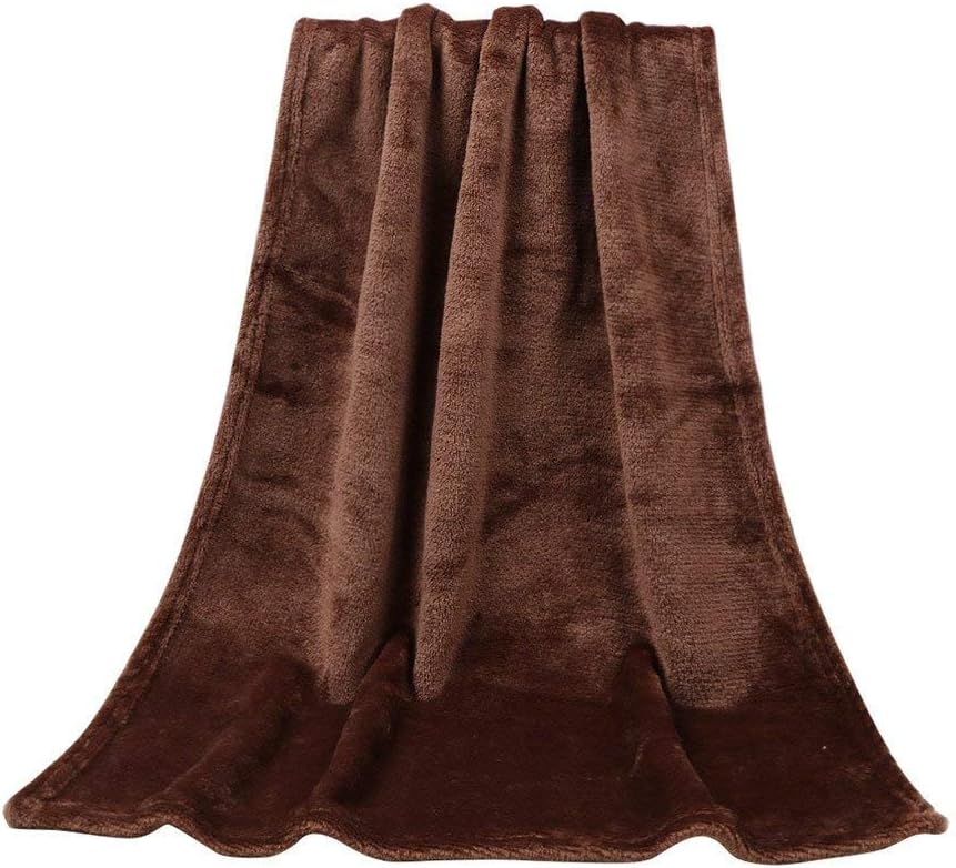 euwanyu Blankets Flannel Blanket Kids Size Lightweight Super Soft Cozy Bed Blanket Microfiber Solid Warm Coral Plaid Blankets 1 pc (Brown)