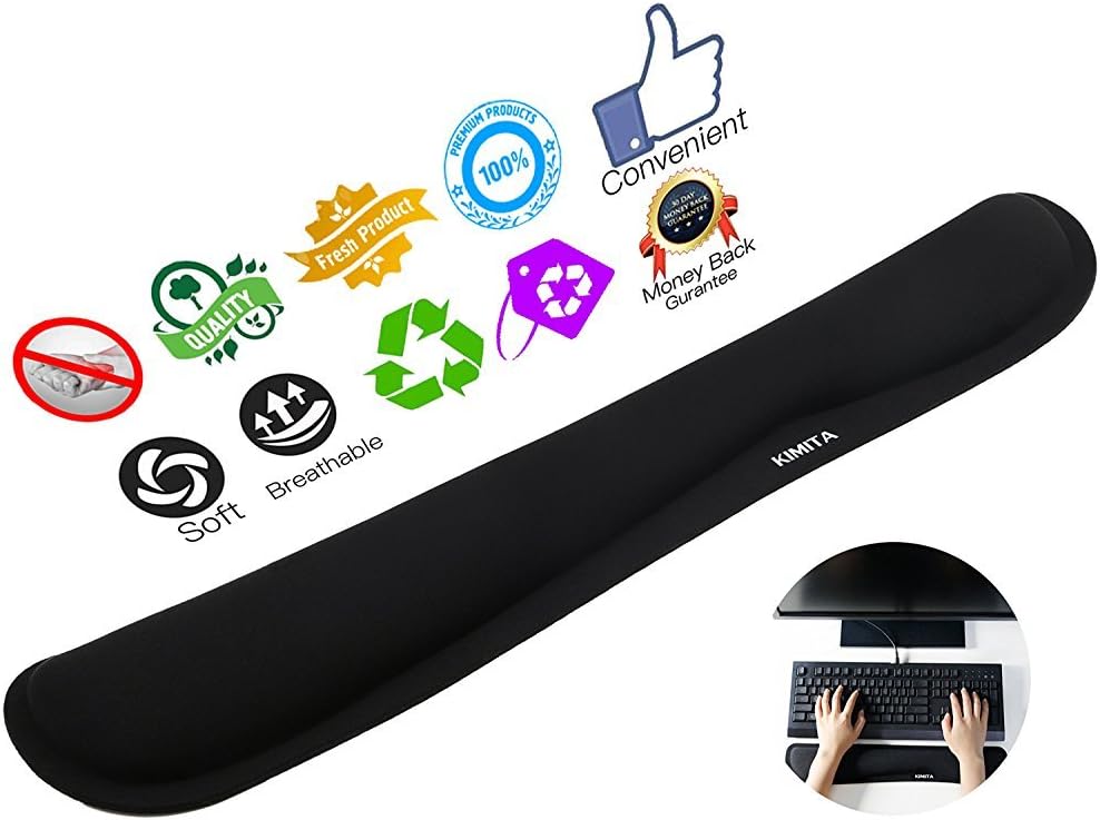 Kimita Durable Comfortable Lightweight Memory Foam Non Slip Keyboard Wrist Rest Pad Support For Office, Computer, Laptop & Mac - For Long Hours Work, Gaming, Mouse Rest, Easy Typing & Pain Relief