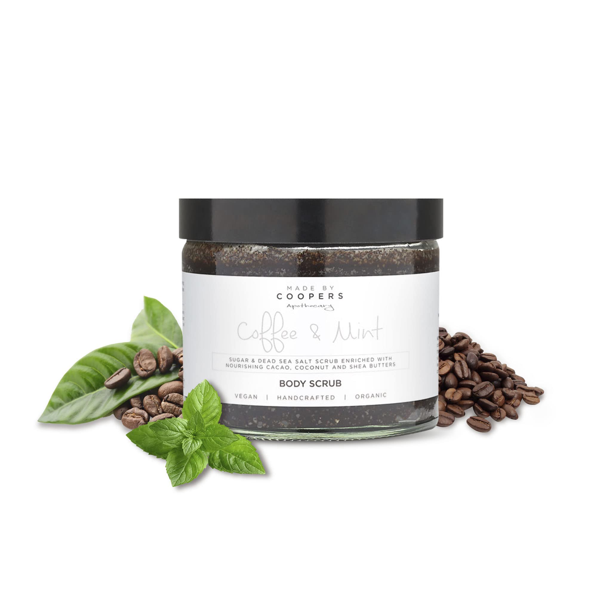 Made by Coopers Coffee & Mint Body Scrub | Exfoliating Body Scrub with Fairtrade Coffee, Coconut Oil & Peppermint | Natural & Organic Skincare for Soft & Energised Skin | Vegan & Cruelty Free | 250g