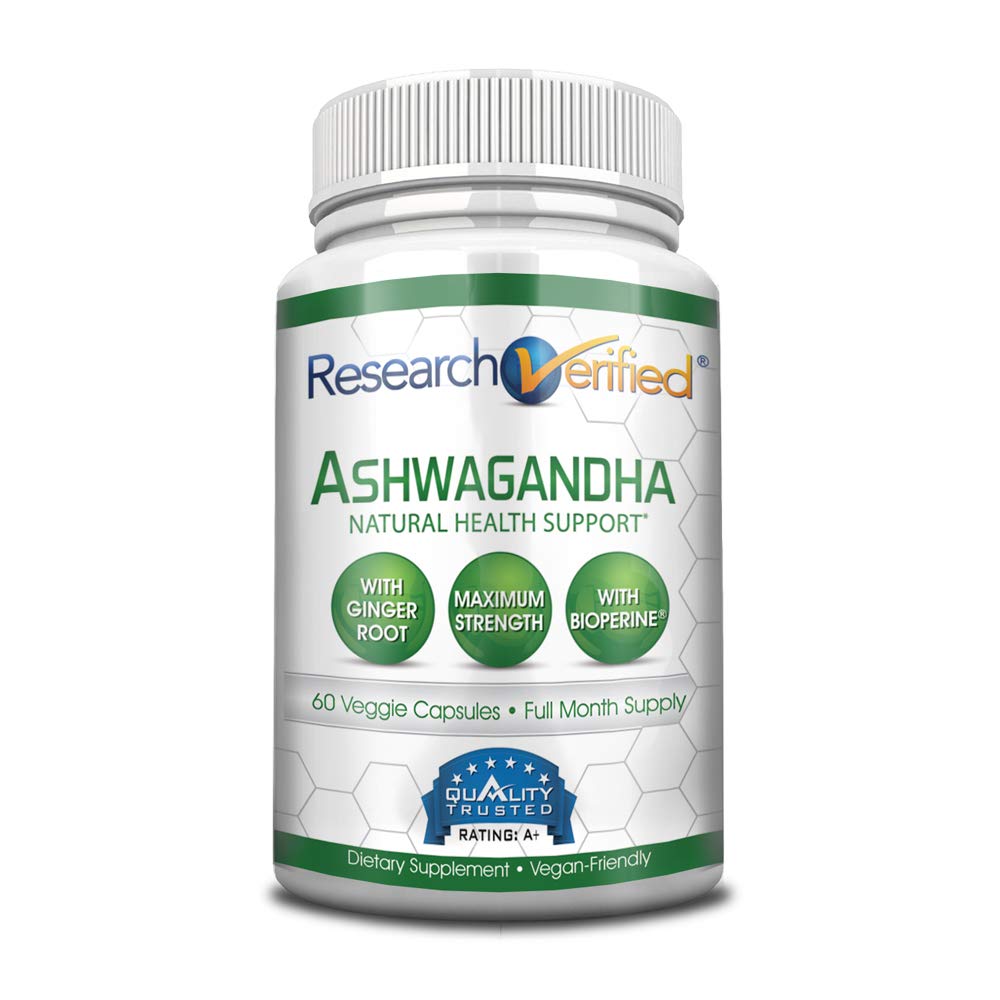 Research VerifiedAshwagandha 1500mg Maximum Strength with Bioperine and Ginger Root, Enhance Cognitive Function - 60 Vegan Friendly Capsules (1 Bottle)