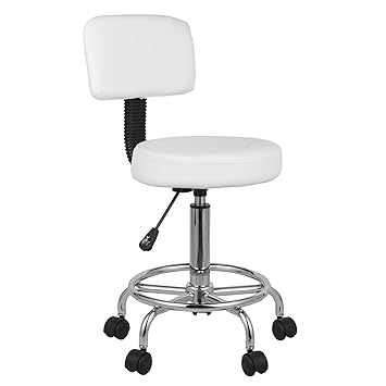 Voilamart Round Salon Massage Chair With Backrest Adjustable Swivel Hydraulic Gas Lift Stool For Hairdressing Manicure Tattoo Therapy Beauty Massage