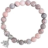 MMIUAEG Elephant Bracelet Gifts for Women Stone Beaded Inspiration Encouragement Elephant Charm Bracelet Birthday Mothers' Day Jewelry Inspirational Bracelet