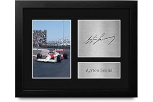 HWC Trading Ayrton Senna Formula 1 Framed Gifts Printed Signed Autograph Picture for F1 Formula 1 Racing Fans - US Letter Size