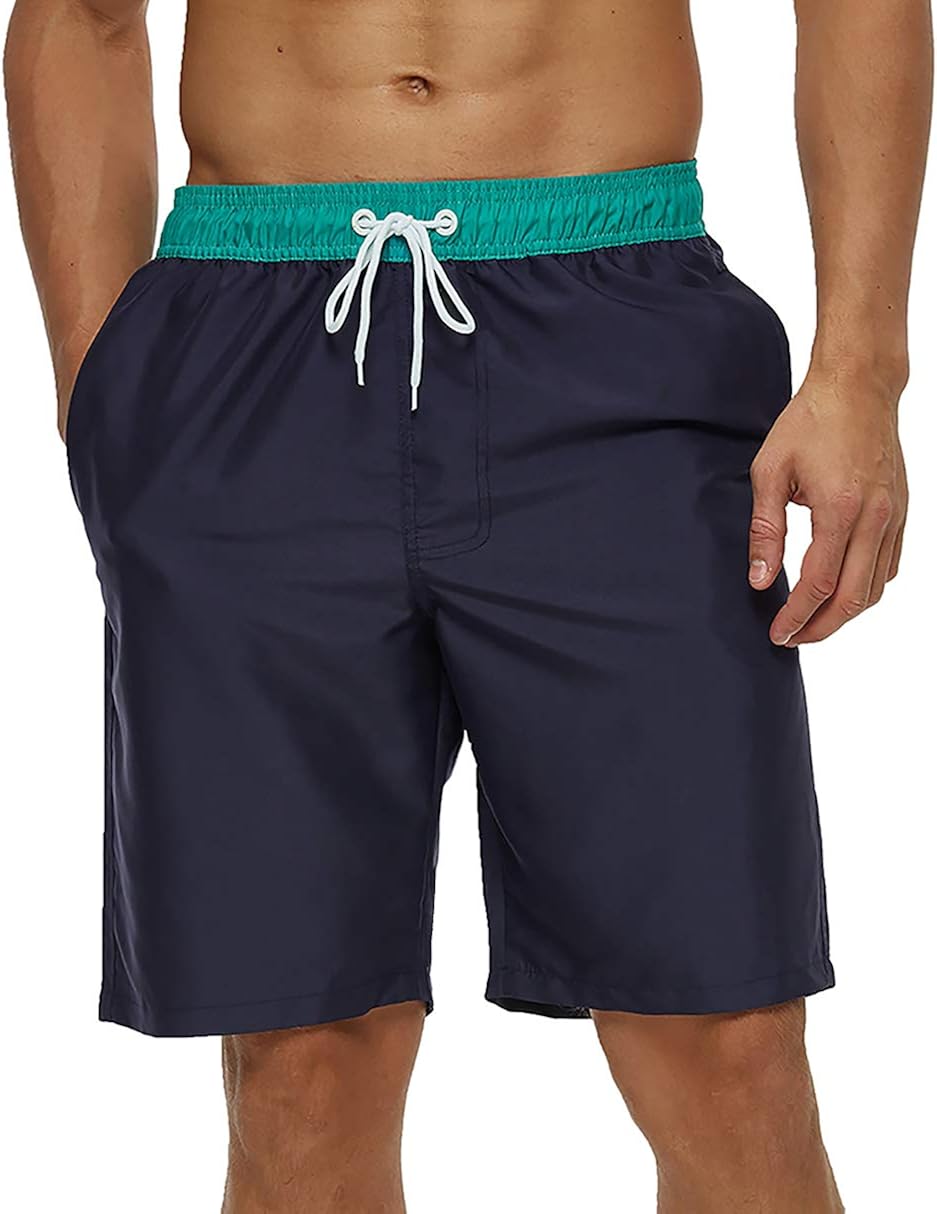SILKWORLD Mens 9" Board Shorts Swim Trunks Long Athletic Swimwear with Pockets: Clothing