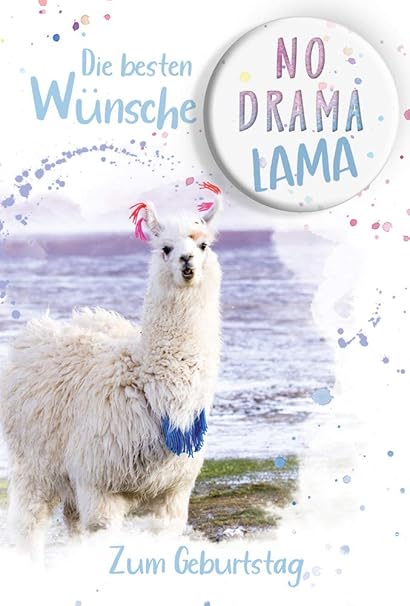 Geburtstagskarte Button Lama Glückwunschkarte Zum