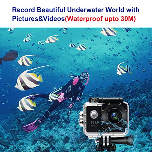 Sports Action Camera Video Camera Waterproof,30M Underwater Action Cameras Waterproof Camcorder with Helmet Mount Accessories - Thumbnail 2