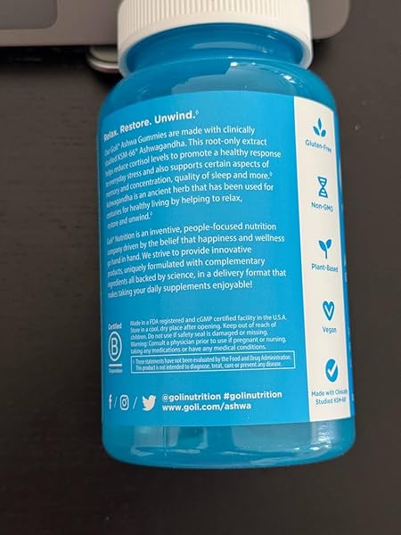 GOLI ASHWAGANDHA & VITAMIN D GUMMY 120 COUNT – RELAX. RESTORE. UNWIND. (MIXED BERRY, KSM-66, VEGAN, PLANT BASED, NON-GMO, GLUTEN-FREE & GELATIN FREE), PACK OF 2
