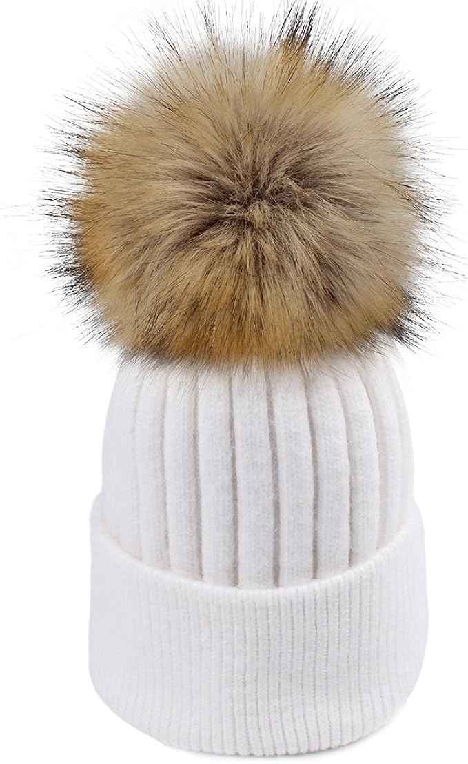 ladies large pom pom hat