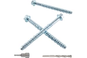 HROMIGRY 3/8" x 5" Concrete Screws (36 Pack) 3/8 inch Concrete Anchor Bolts for Masonry, Cement, Brick or Block, Zinc Plated
