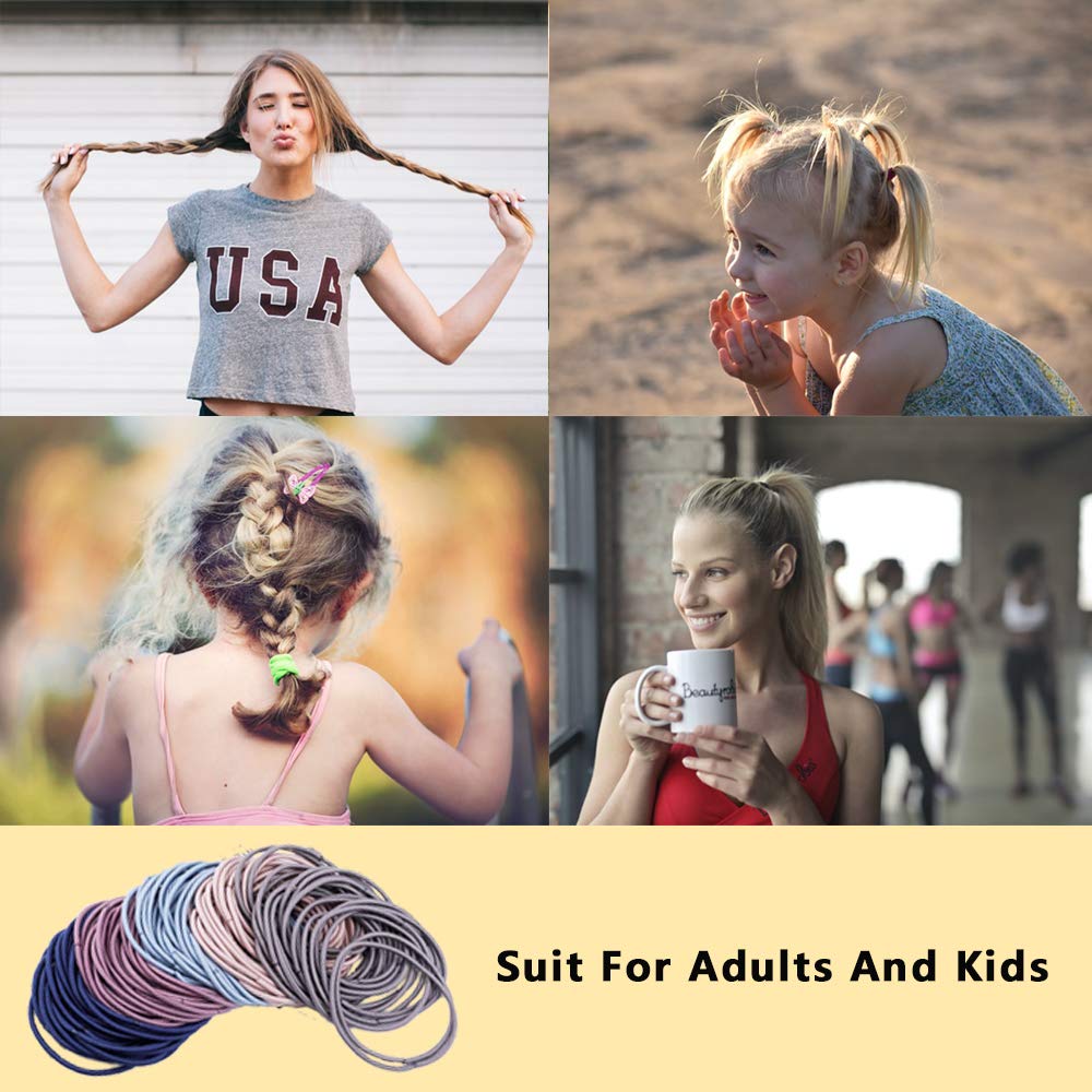 100pcs Hair Bands for Women Hair Elastic Ties，Mixed Color Stretchy Hair Scrunchies with Stroage Bag, Ponytail Holder for Thick and Thin Hair (Multi-colored) : Beauty