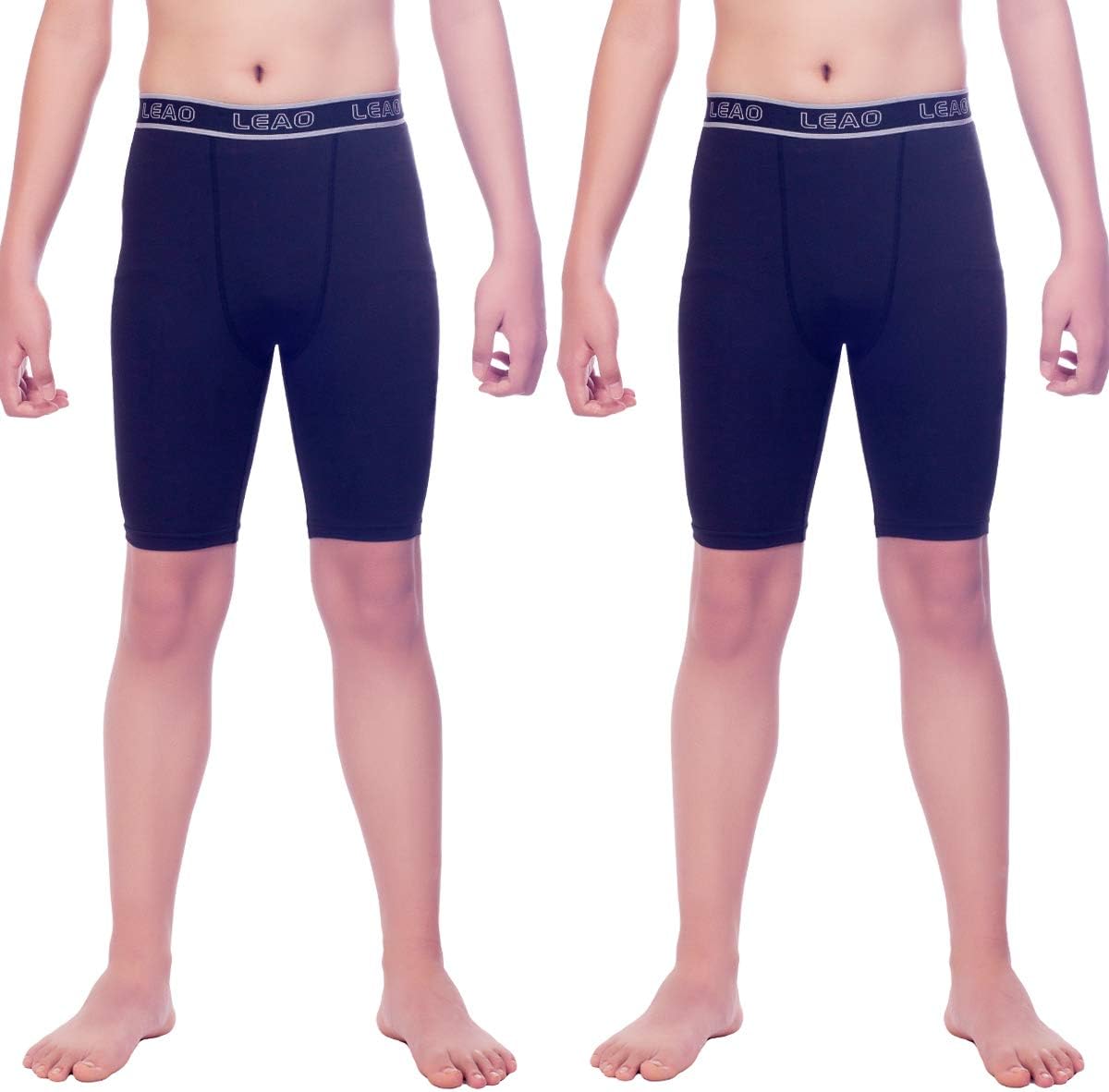 LEAO Youth Boys Compression Shorts 2Pack Performance Athletic