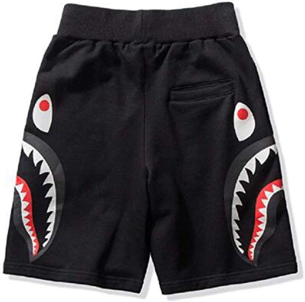 Fashion boy Shark Pattern Shorts Ape Bape Trend Stitching Drawstring Youth Shorts