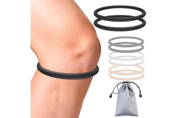 2PCS Patella Band for Knee Pain Relief, Silicone Patellar Tendon Support Strap Brace for Basketball, Running, Jumpers Knee, Tennis, Tendonitis, Soccer and Hiking, Women and Men, Includes Storage Bag (Black)