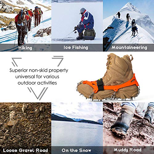 image for EnergeticSky 24 Spikes Crampons Ice Cleats Traction Snow Grips for Boo