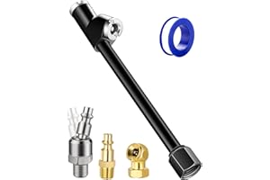 EVOULTES Dual Head Air Chuck Set, 2-Way Connection 1/4" NPT Closed Ball Tire Inflate Chuck w/ 360° Swivel Quick Plug, Heavy Duty Tire Air Fill Kit for Tire Inflator Gauge & Air Compressor (5-Packs)