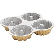 Nordic Ware Micro Mini Bundt Set, Four 1-Cup Servings, Sea