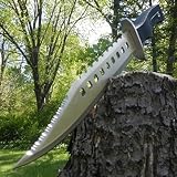 New! 17" Tactical Hunting Rambo Full Tang Fixed Blade Knife Machete Bowie w/Sheath (Silver)
