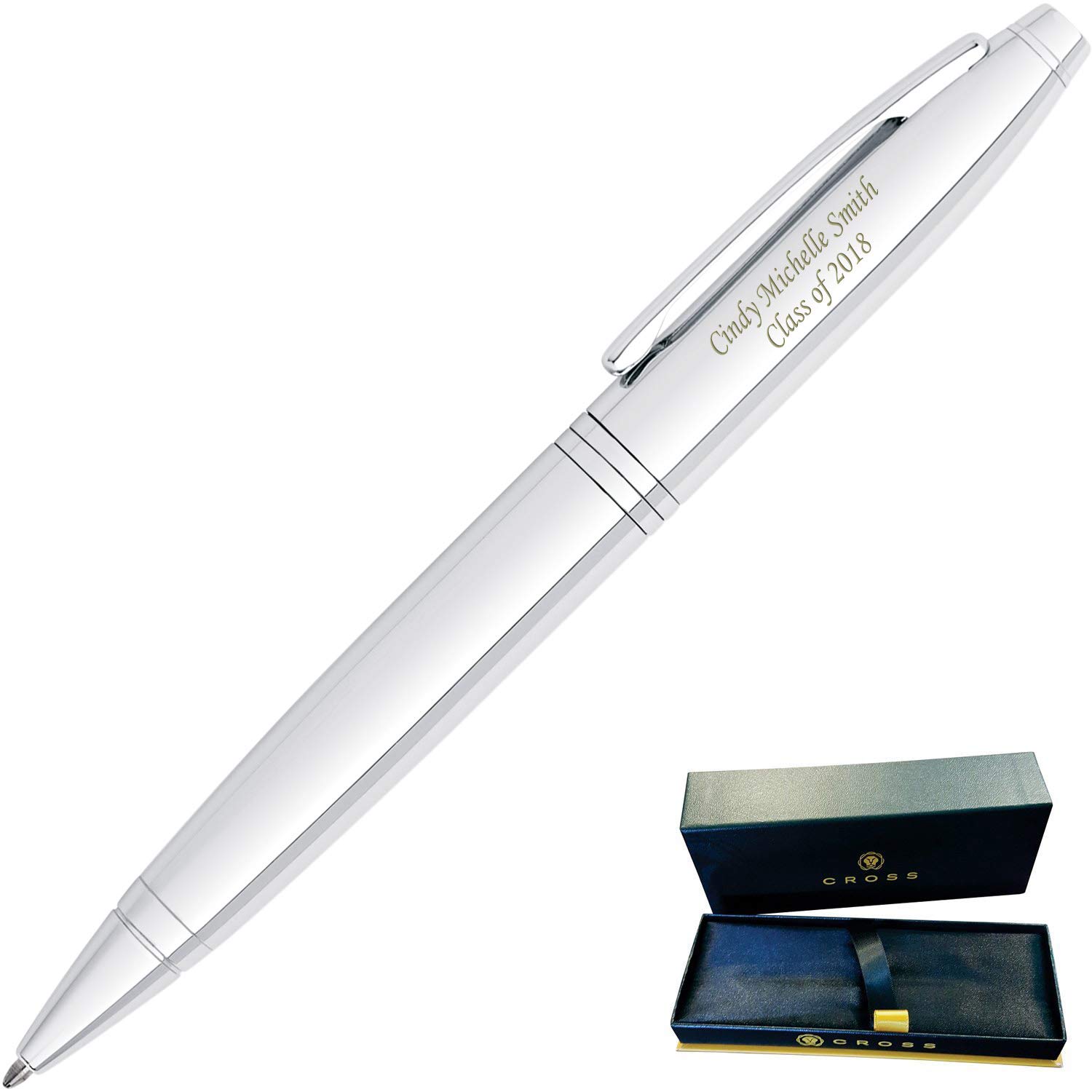 Dayspring Pens | Engraved/Personalized Cross Calais Ballpoint Pen - Chrome. 2 Lines of Engraving Included. Customized in 1 day. Graduation Pen, or Gift for Men or Women