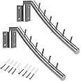 Sumnacon 12.6" Wall Mounted Clothes Hanger Rack, Set of 2 Stainless Steel Garment Hooks with Swing Arm Holder, Space Saver Clothing and Closet Rod Storage Organizer for Laundry Room Bedrooms Bathrooms