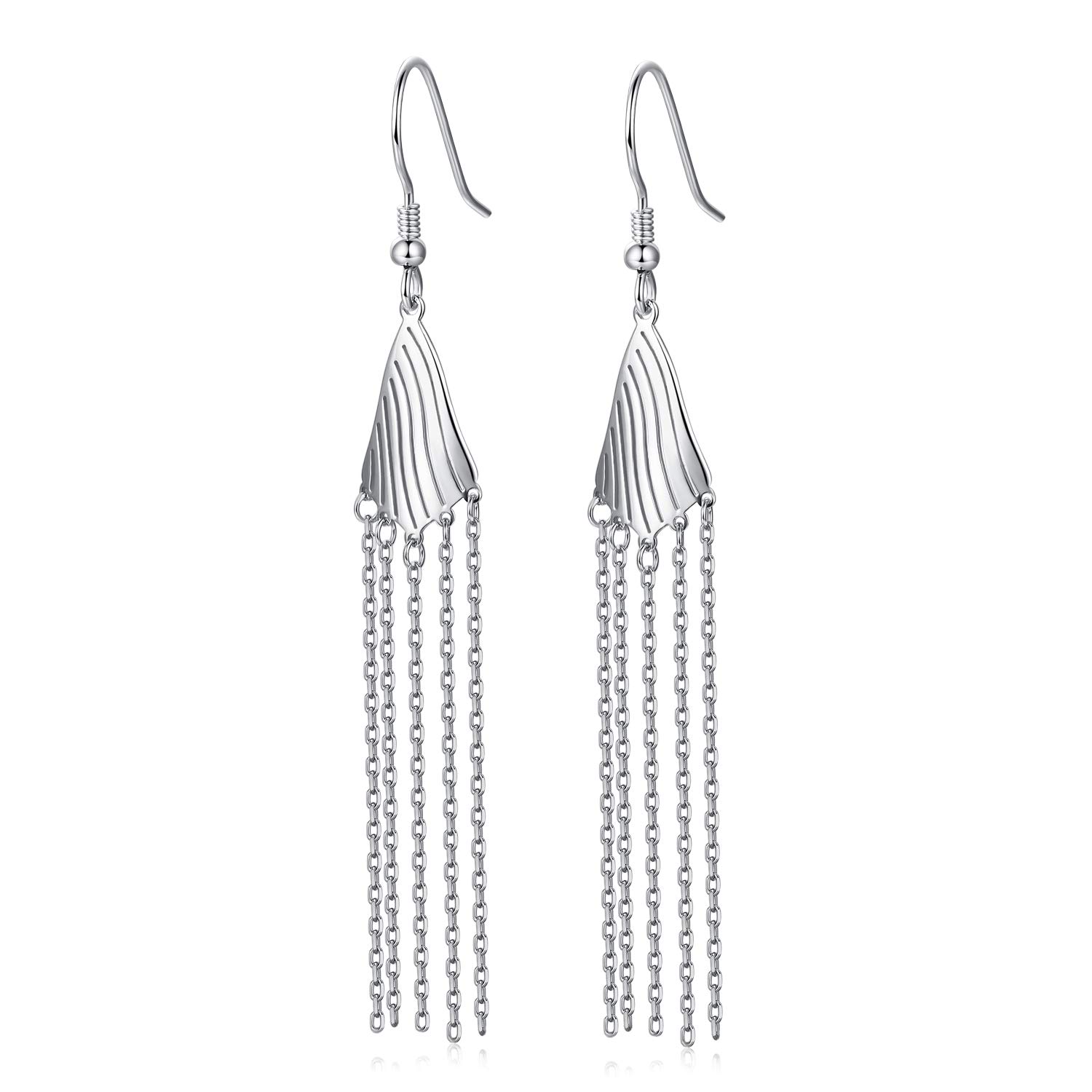 925 Sterling Silver Dangle Chain Earrings for Women Teen Girls Fish Hook Drop Earrings