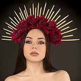 BARTOSI Halo Crown Mexican Flower Headband Spiked Goddess Headpiece Mary Halo Crown Halloween Costume Headwear for Women